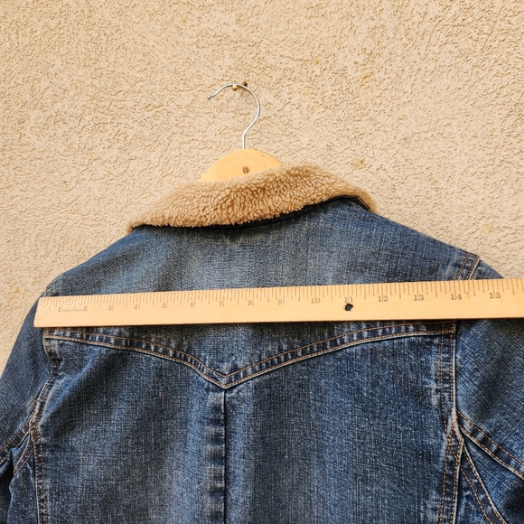 Vintage OLD NAVY Women’s Denim Coat Small Sherpa Lined Barn Chore Jacket - Picture 6 of 12